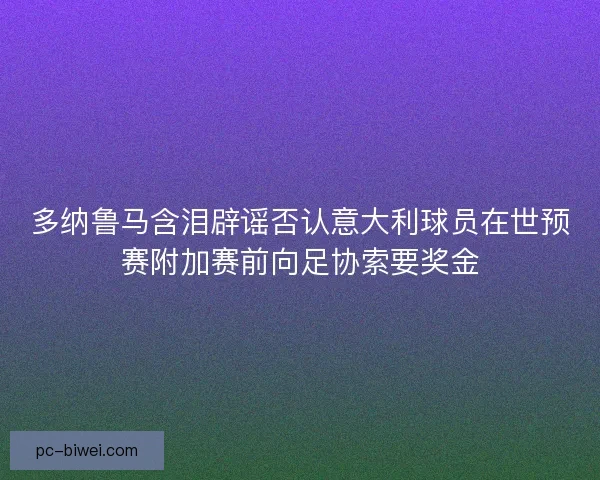 多纳鲁马含泪辟谣否认意大利球员在世预赛附加赛前向足协索要奖金